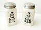 Vintage Mckee Apron Lady Salt Pepper Shakers White Milk Glass
