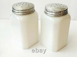 Vintage McKee APRON LADY SALT PEPPER Shakers White Milk Glass