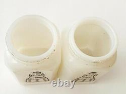 Vintage McKee APRON LADY SALT PEPPER Shakers White Milk Glass