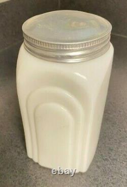 Vintage McKee Canister Roman Arch Sugar White Milk Depression Era Glass 6 1/4