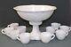 Vintage Mckee Concord Milk Glass Pedestal Punch Bowl Set With 10 Cups