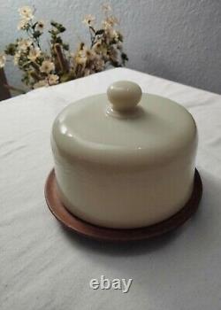 Vintage McKee Milk Glass Depression Custard Uranium Glass Butter/ Cheese Dish