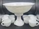 Vintage Mckee Milk Glass Pedestal Punch Bowl Set With 10 Cups Concord