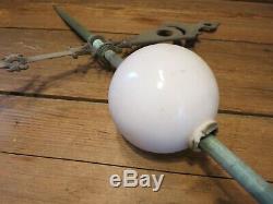 Vintage Metal Arrow Lightning Rod White Milk Glass Ball Weathered Lighting Rod