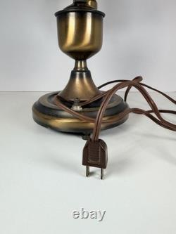 Vintage Mid Century DOUBLE ARM STUDENT Table Lamp with White Milk Glass Shades