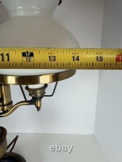 Vintage Mid Century DOUBLE ARM STUDENT Table Lamp with White Milk Glass Shades