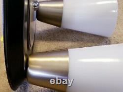 Vintage Mid Century Flush Mount 3 Light Fixture Milk Glass Cone Shades