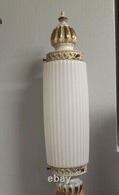 Vintage Mid Century HW Regency Electrical Workers Gold/White Milk Glass Sconce