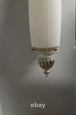 Vintage Mid Century HW Regency Electrical Workers Gold/White Milk Glass Sconce