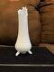 Vintage Mid Century L E Smith Milk Glass 3 Toed Swung Vase Hobnail