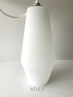 Vintage Mid Century Modern Prescolite Milk Glass Pendant Ceiling Light Lamp