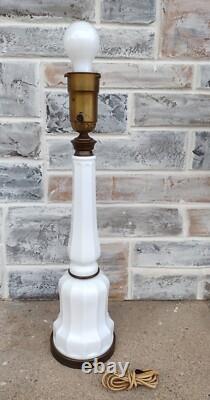 Vintage Mid Century White Milk Glass Skyscraper Torchiere Table Lamp Post Base