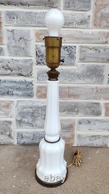 Vintage Mid Century White Milk Glass Skyscraper Torchiere Table Lamp Post Base