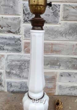 Vintage Mid Century White Milk Glass Skyscraper Torchiere Table Lamp Post Base