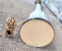 Vintage Mid Century White Milk Glass Skyscraper Torchiere Table Lamp Post Base