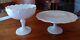 Vintage Milk Glass Cake Plate Stand, Fruit Bowl A Set Or Separate. Tear Drop