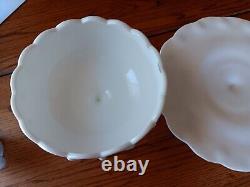 Vintage Milk GLASS Cake Plate Stand, Fruit Bowl A Set Or Separate. Tear DROP