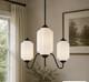 Vintage Milk Glass 3 Light Hanging Chandelier Hardwire- Black & Milky White