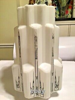 Vintage Milk Glass Art Deco Skyscraper Light Cover Globe Shade 17