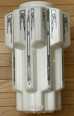 Vintage Milk Glass Art Deco Skyscraper Light Cover / Shade 17