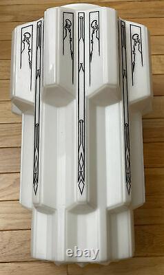 Vintage Milk Glass Art Deco Skyscraper Light Cover / Shade 17