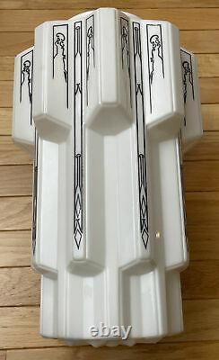 Vintage Milk Glass Art Deco Skyscraper Light Cover / Shade 17