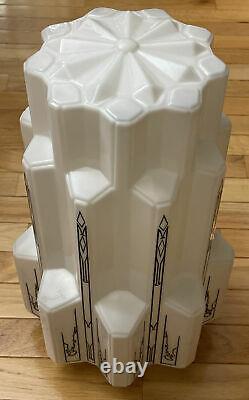 Vintage Milk Glass Art Deco Skyscraper Light Cover / Shade 17