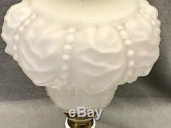 Vintage Milk Glass BRASS White Moon and Stars Pattern LG Wright Electric Lamp