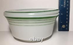 Vintage Milk Glass Candy Dish Bowl With Lid White And Green 5 X 2 1/2