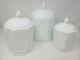 Vintage Milk Glass Canisters With Lid Set White Indiana Colony Grape Harvest S M L