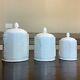 Vintage Milk Glass Canisters With Lid Set White Indiana Colony Grape Harvest S M L