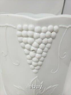 Vintage Milk Glass Canisters with Lid SET White Indiana Colony Grape Harvest S M L