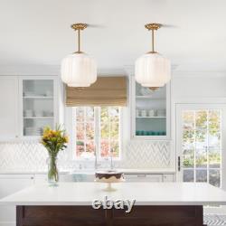 Vintage Milk Glass Ceiling Light Fixture, Antique White Semi Flush Mount Milk Gl