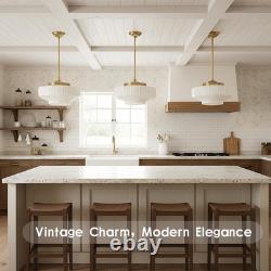 Vintage Milk Glass Chandelier with White Flowers, E26 Bulb Included, 11.8