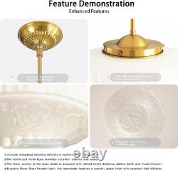 Vintage Milk Glass Chandelier with White Flowers, E26 Bulb Included, 11.8