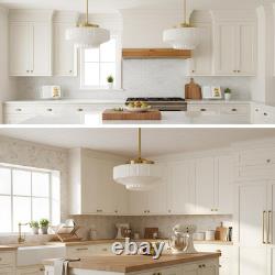 Vintage Milk Glass Chandelier with White Flowers, E26 Bulb Included, 11.8