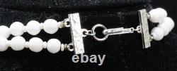 Vintage Milk Glass Daisy Double Strand Necklace & 2 Pairs of Earrings Germany