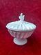 Vintage Milk Glass Footed Candy Dish Circle With Lid