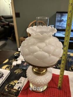 Vintage Milk Glass Hurricane Lamps. (set of Two)