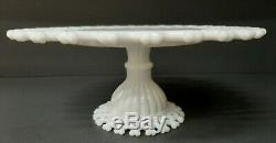 Vintage Milk Glass Lattice Pedestal Cake Stand. Elegant! Mint Condition! Rare