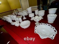 Vintage Milk Glass Lot-60+Pcs-Plates, Cups, Bowls, Vases & More! -HUGE Collection