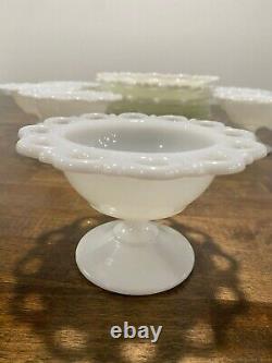 Vintage Milk Glass Pedestal Dessert Bowls and Plates serving 8