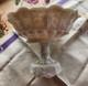 Vintage Milk Glass Pedestal Fruit Compote Bowl Grape Pattern Crimped Ruffle Edge