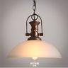Vintage Milk Glass Pendant Ceiling Lamp Antique Rust Restoration Barn E27 Light
