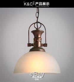 Vintage Milk Glass Pendant Ceiling Lamp Antique Rust Restoration Barn E27 Light