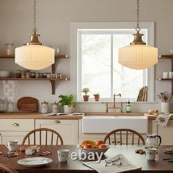 Vintage Milk Glass Pendant Light Antique 13.8 Chandelier with E26 Bulb