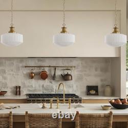 Vintage Milk Glass Pendant Light Antique 13.8 Chandelier with E26 Bulb
