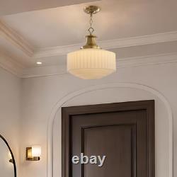Vintage Milk Glass Pendant Light Antique 13.8 Chandelier with E26 Bulb