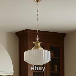 Vintage Milk Glass Pendant Light Antique 13.8 Chandelier with E26 Bulb
