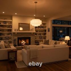 Vintage Milk Glass Pendant Lights, 15.7 White Pleated Glass Chandelier, Semi